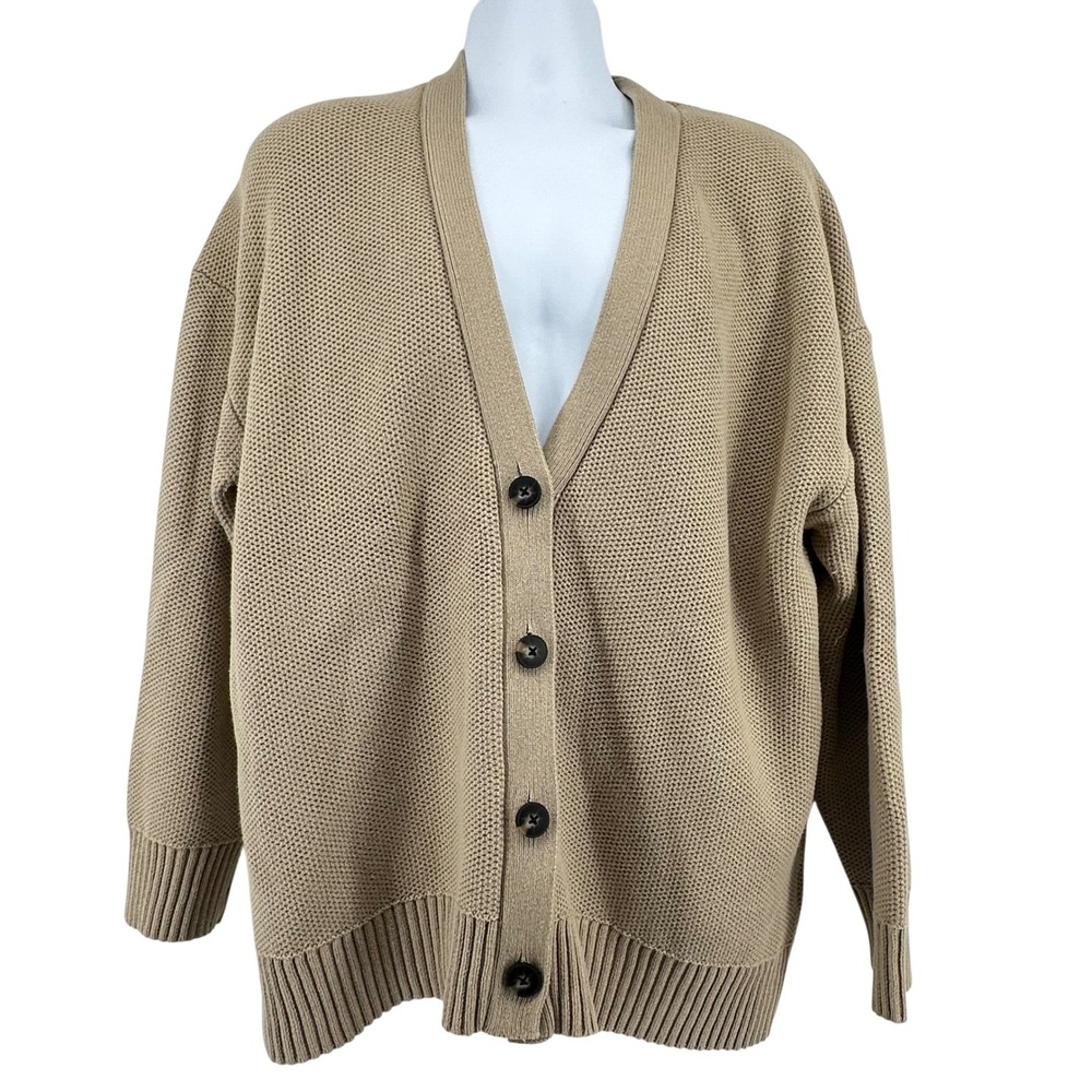 Everlane Texture Cotton Cardigan Men XXL Tan Grandpacore Academia Minimalist
